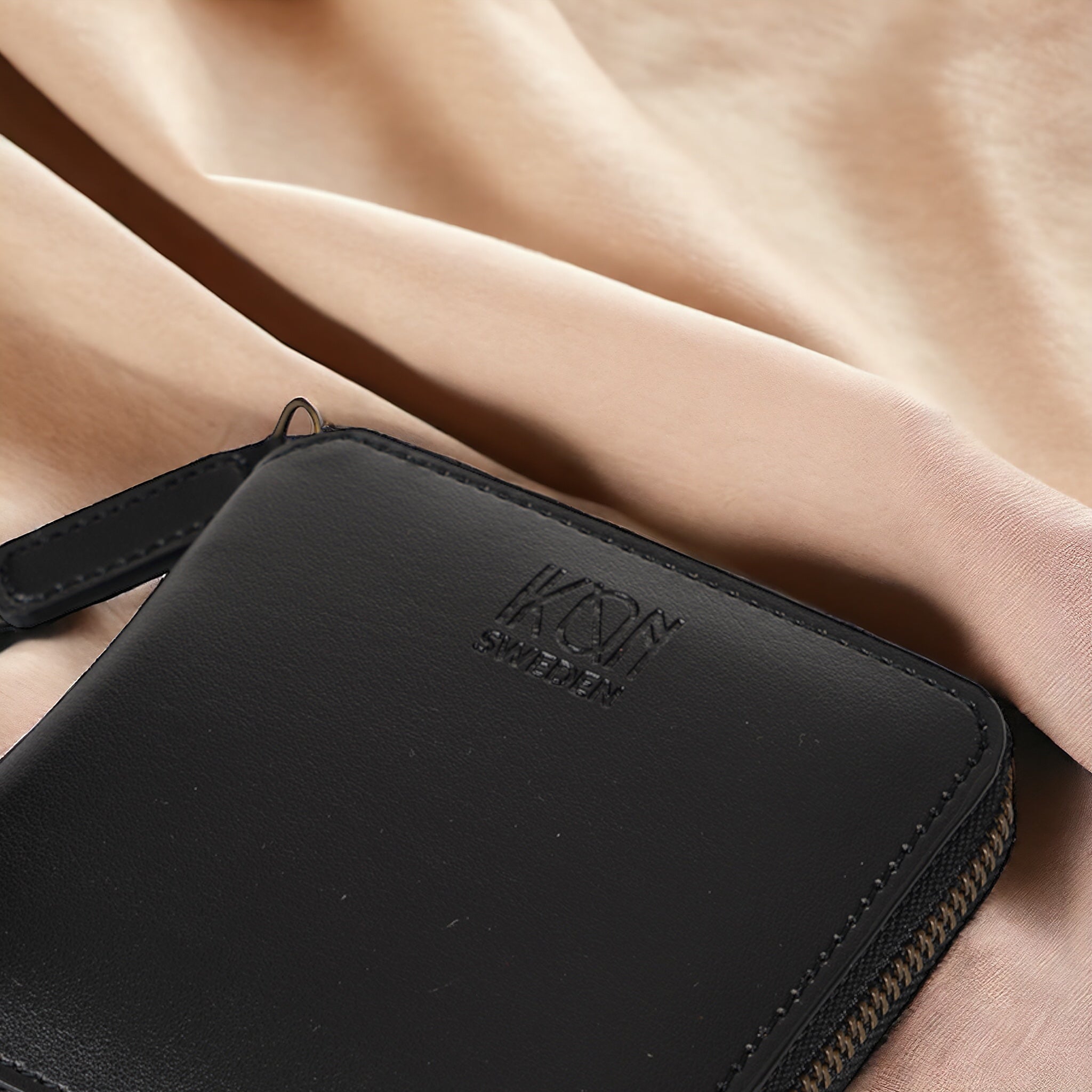 vegan leather zipper around wallet for women