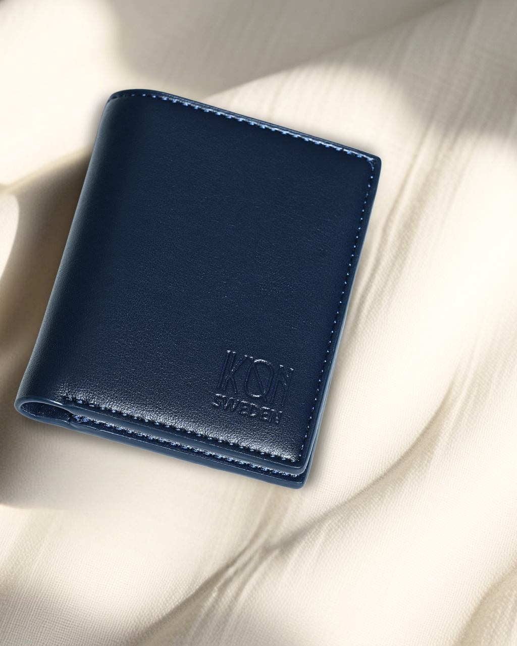 RFID Bi fold Cash Wallet with coin and AirTag pocket - Coastal blue