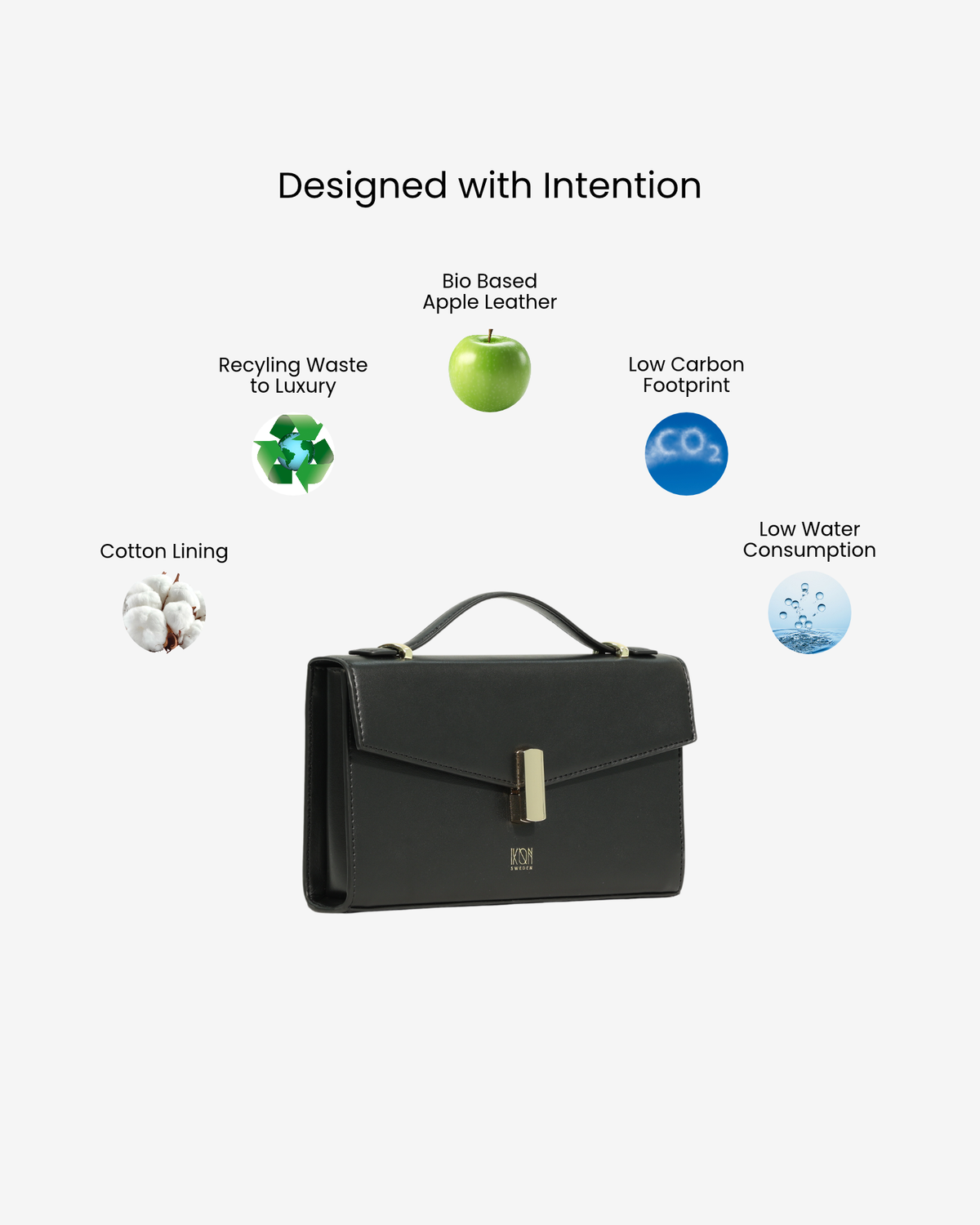 Black handbag with gold chain 