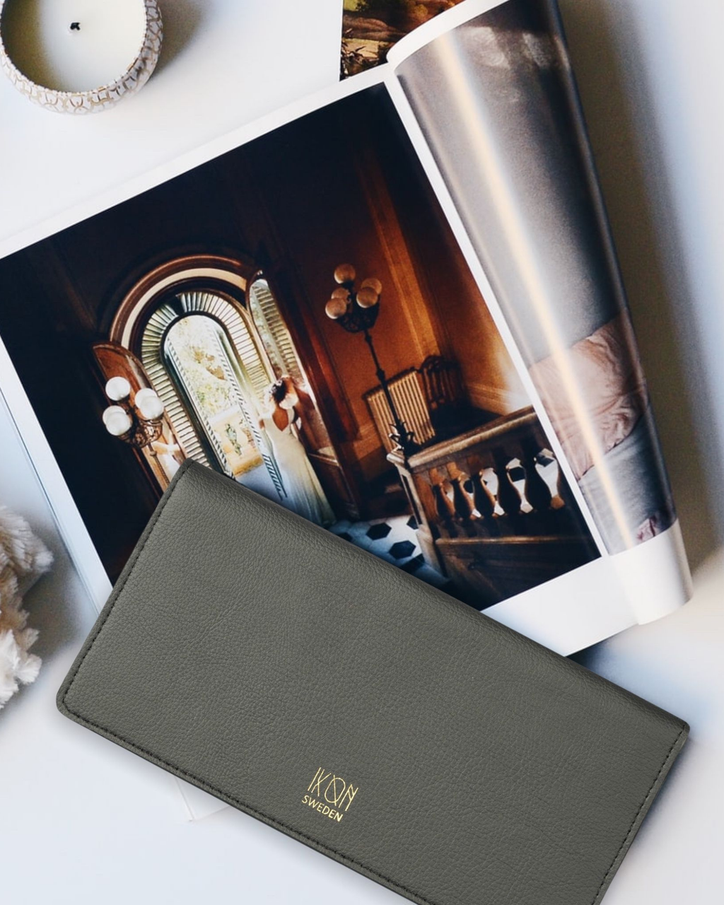 Black cactus leather women wallet 