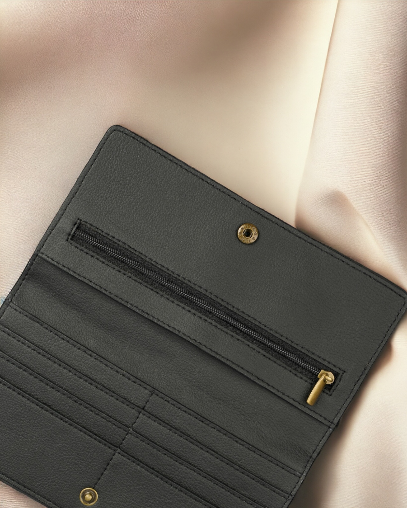 Black cactus leather women wallet