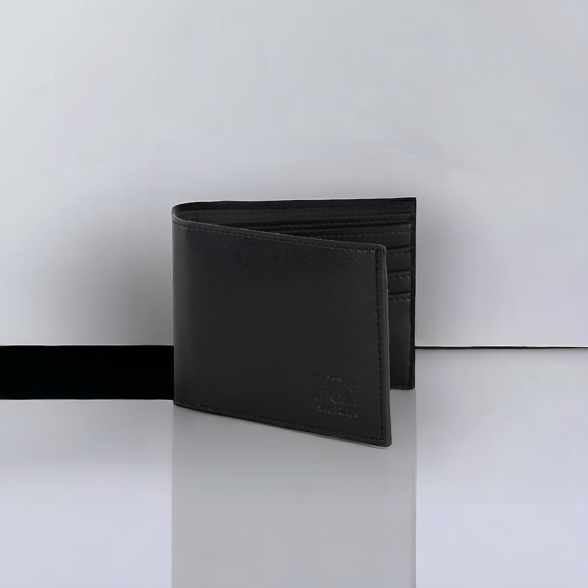 Apple leather classic men wallet with coin and AirTag pocket - black