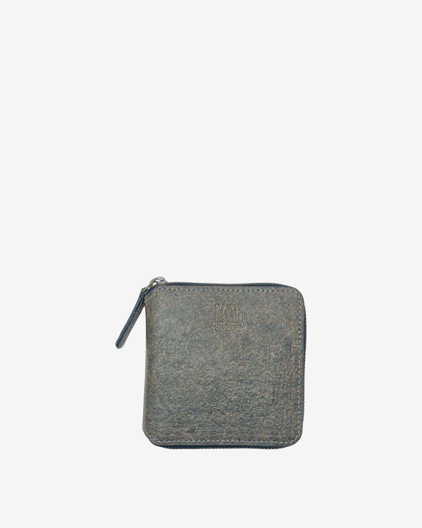 Ash Gray leather wallet with a zipper 