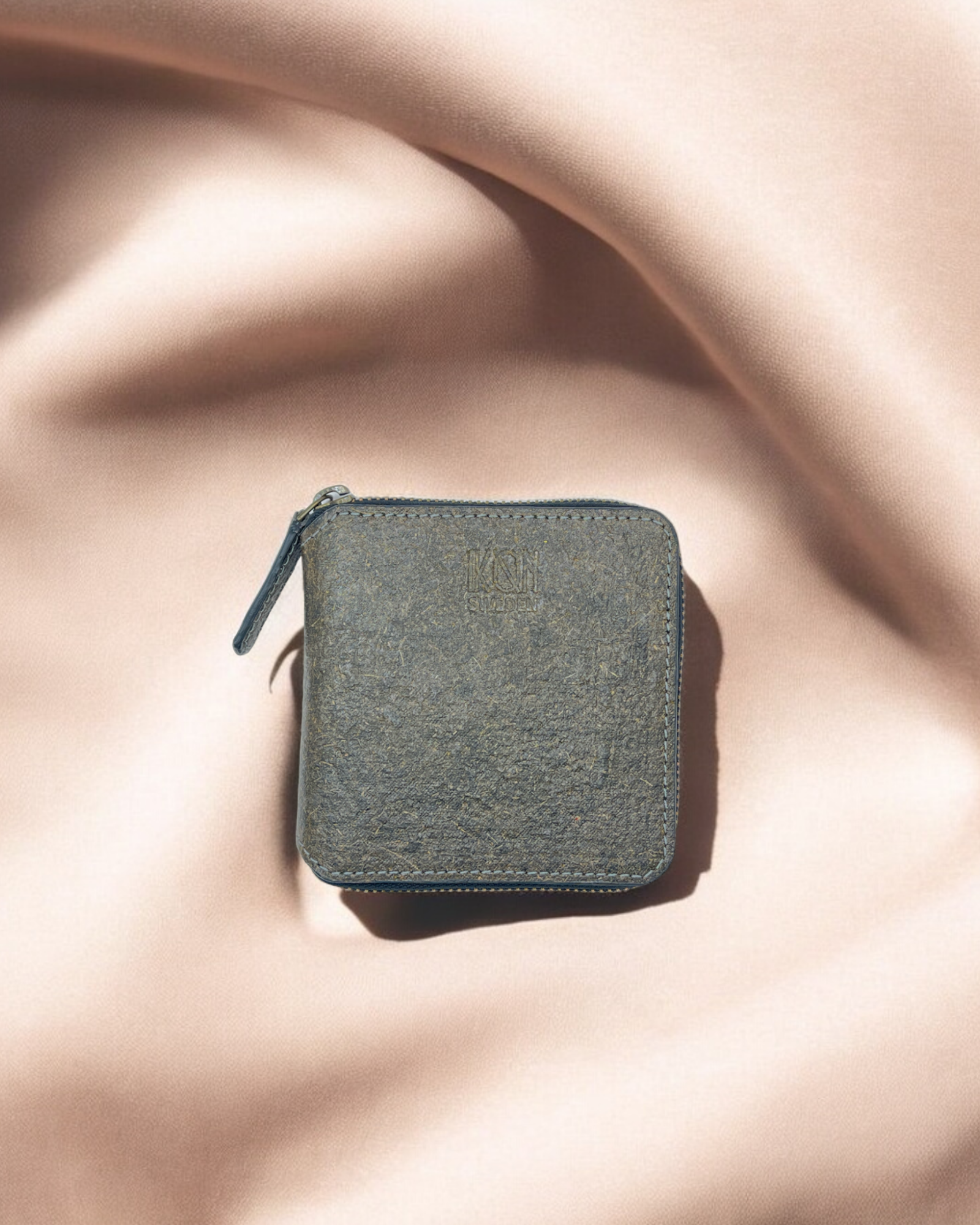 Ash Gray leather wallet with a zipper 