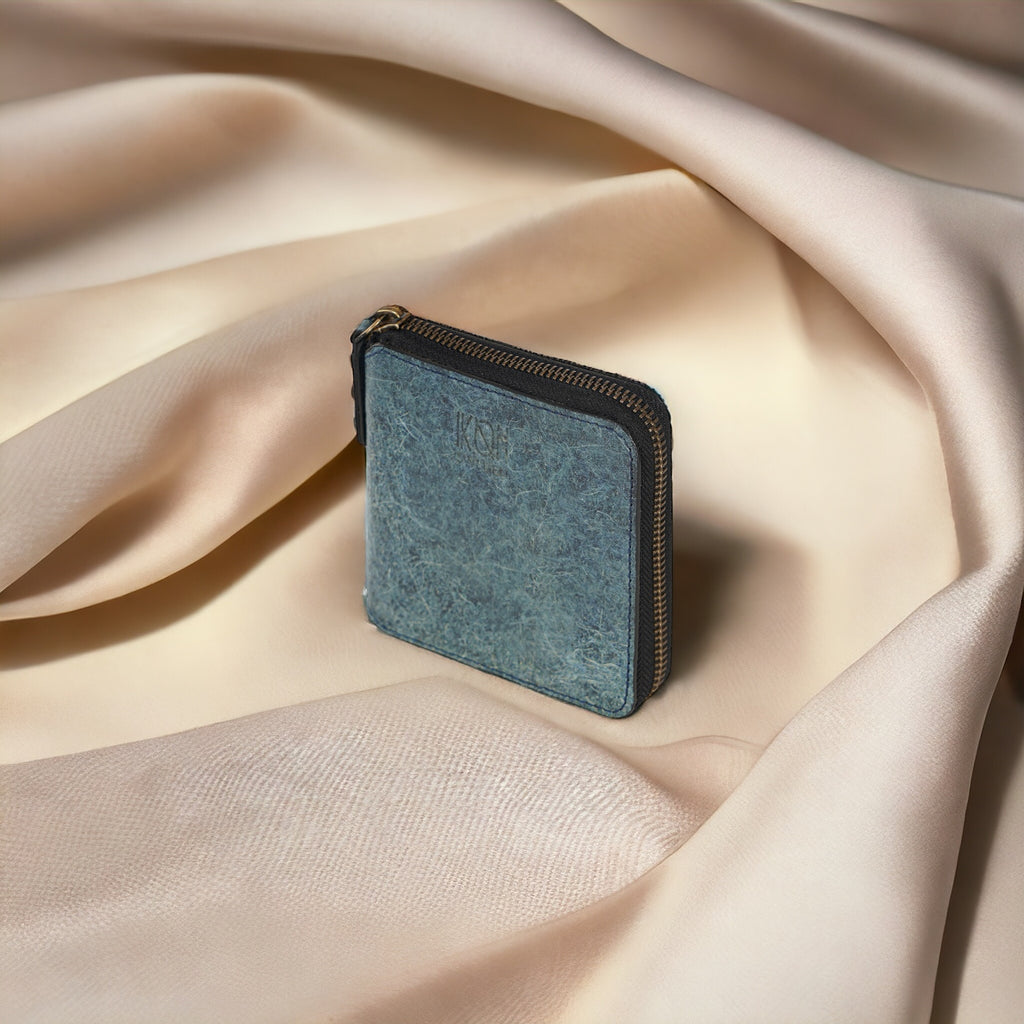 Dark Indigo vegan zip wallet