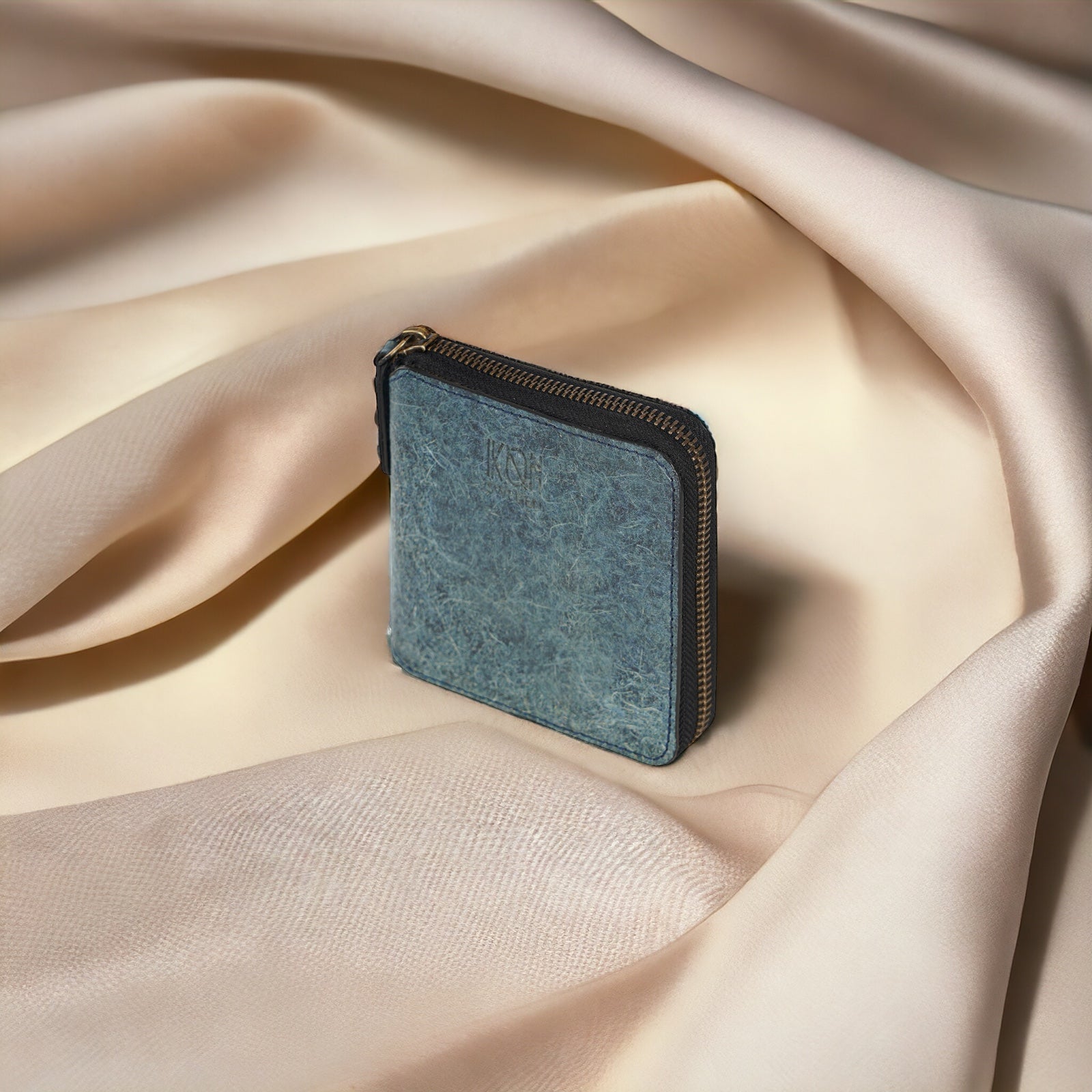 Dark Indigo vegan zip wallet