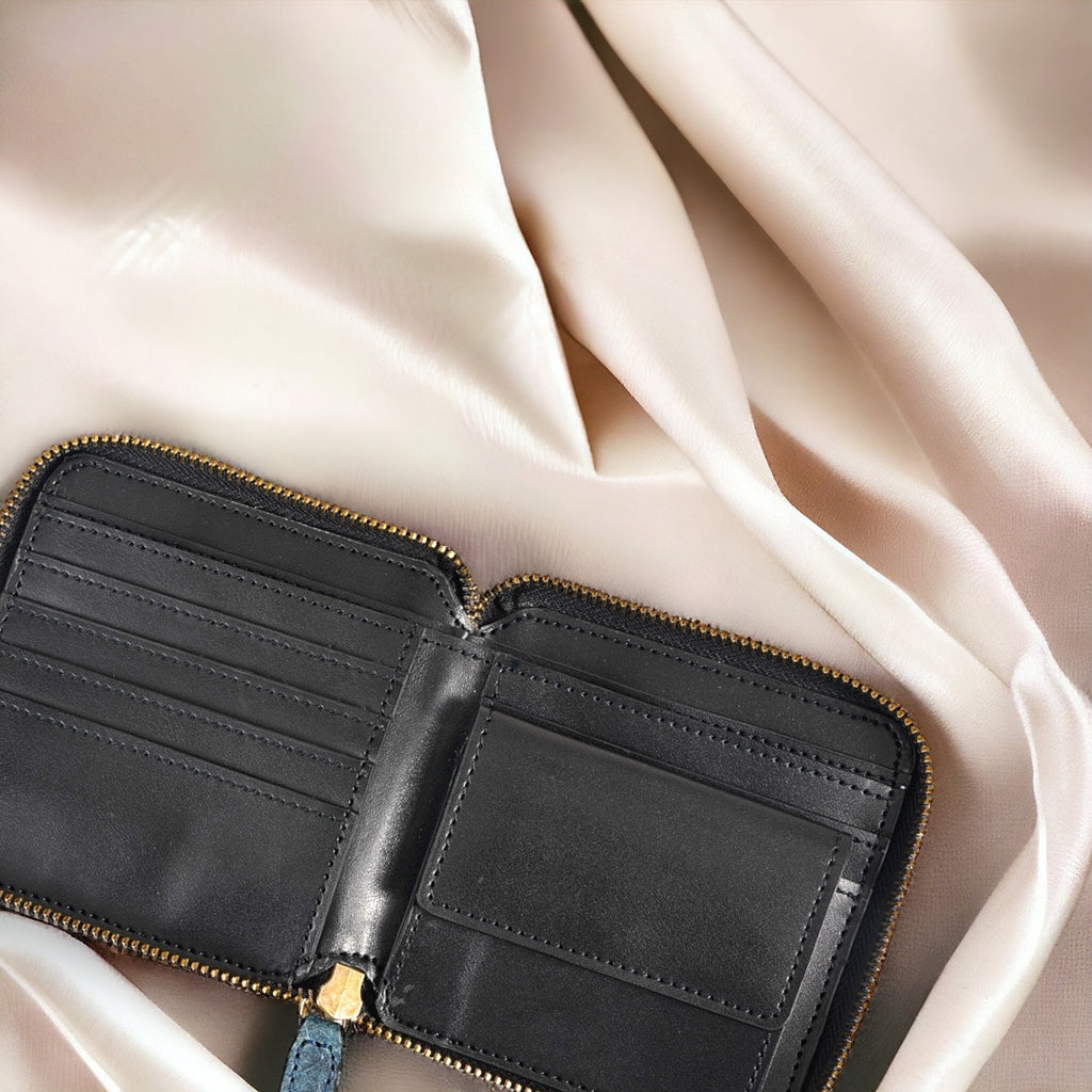 Dark Indigo vegan zip wallet