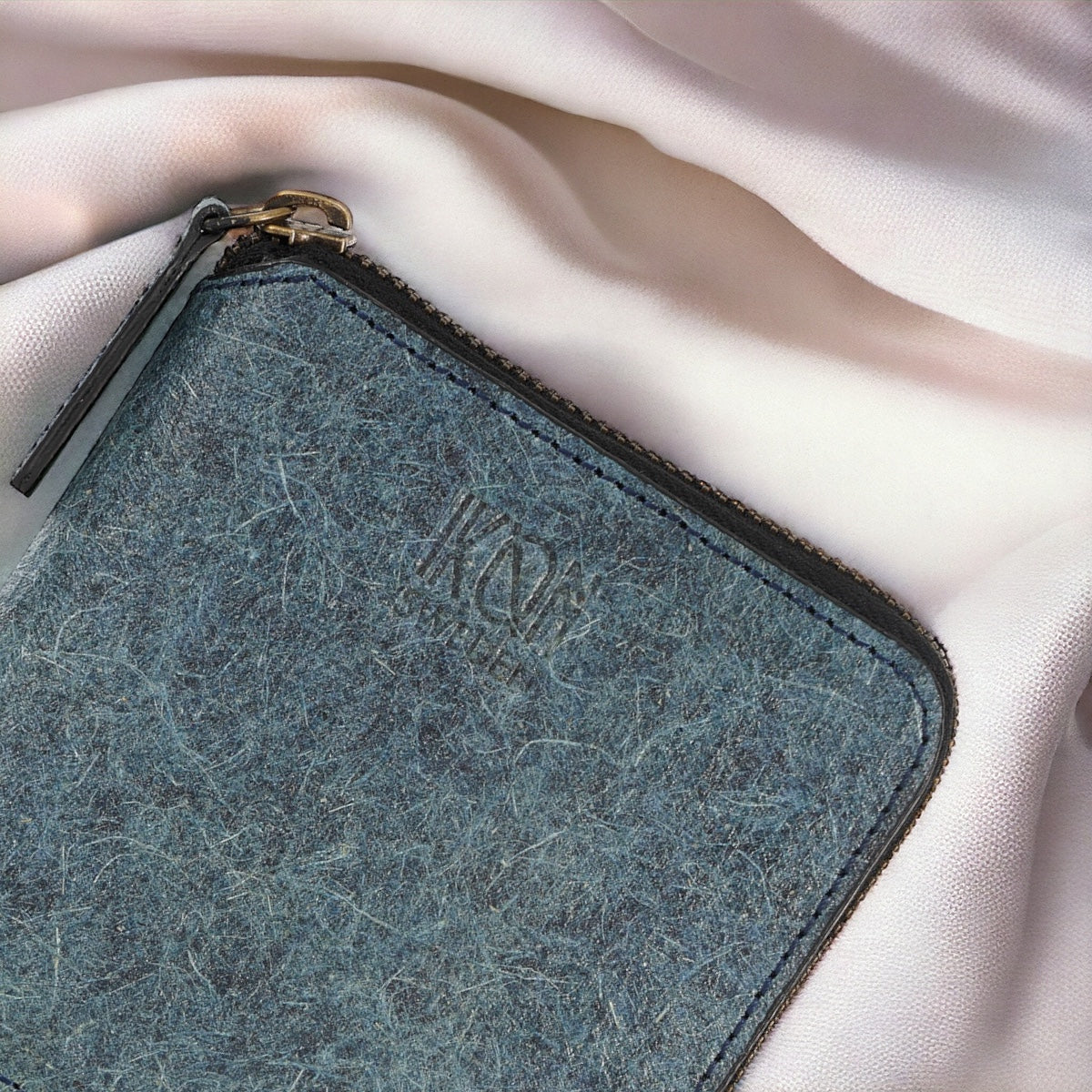 Dark Indigo vegan zip wallet