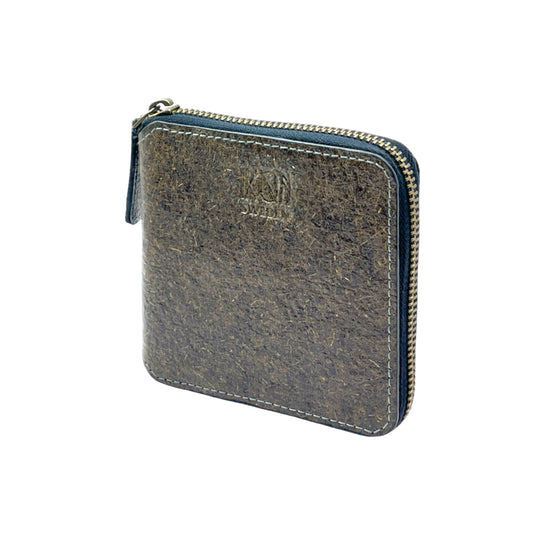 Kochi | Coconut Leather Small Zip Wallet - Ash Grey