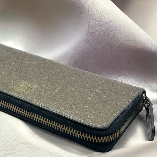 Kochi | Coconut Leather Long Zip Wallet - Ash Grey