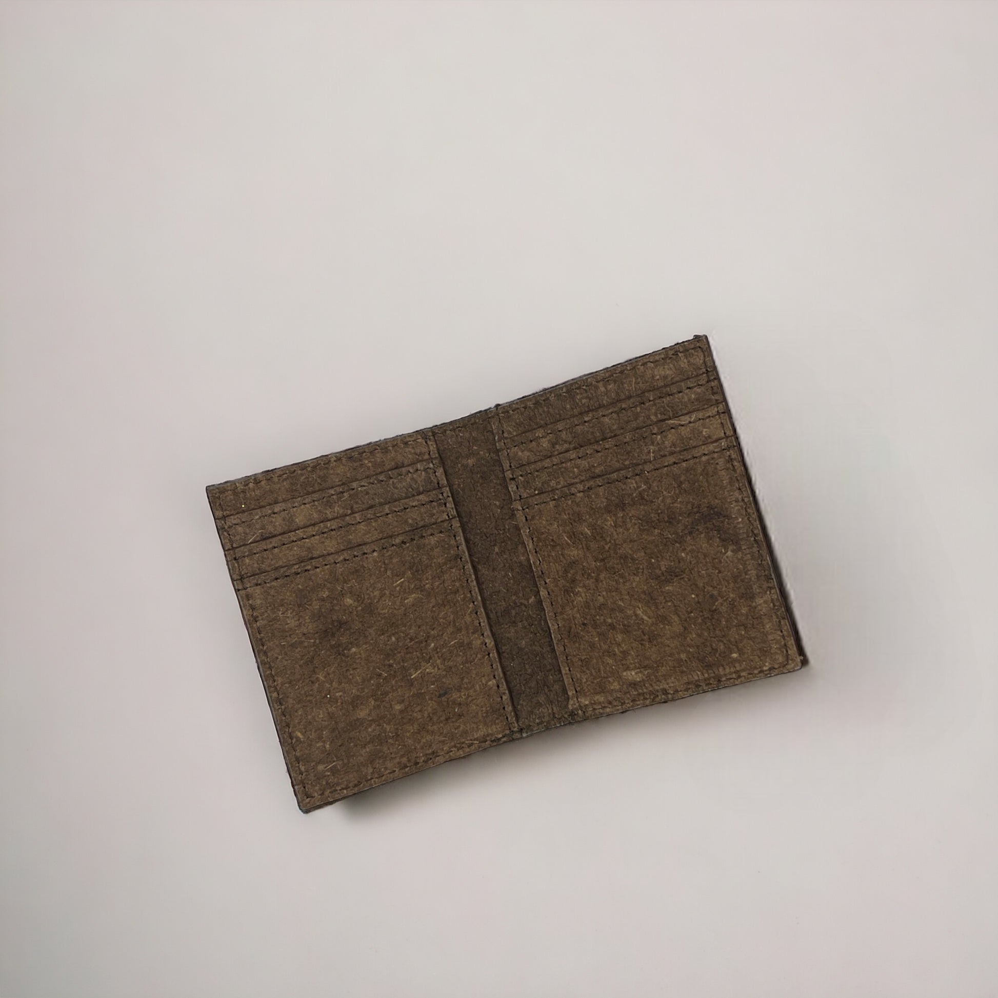 brown vegan leather card wallet