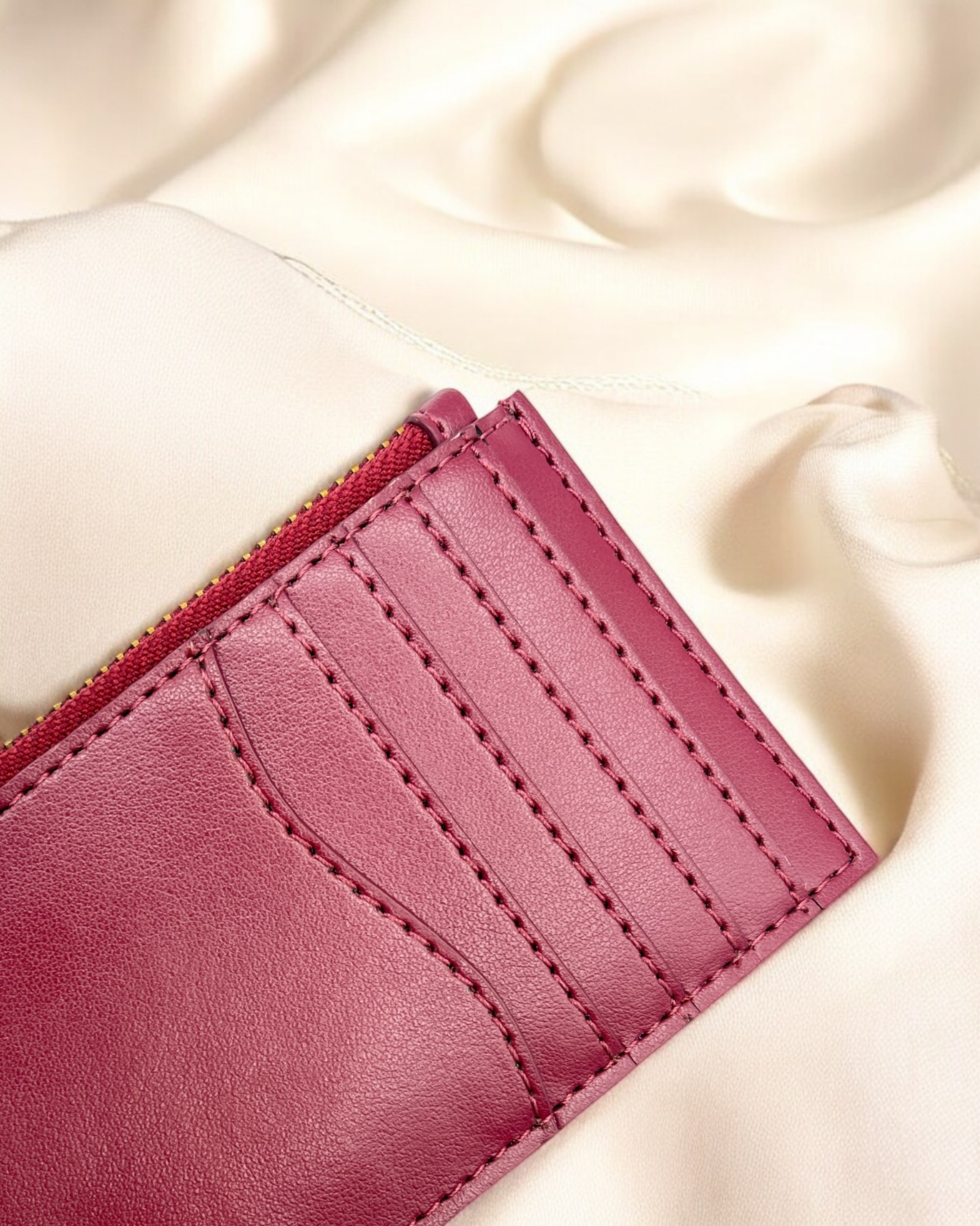Wine Red Zipper card holder