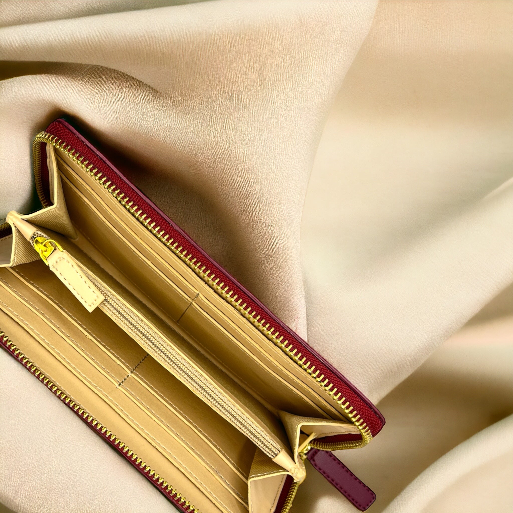Wine Red Long zip wallet