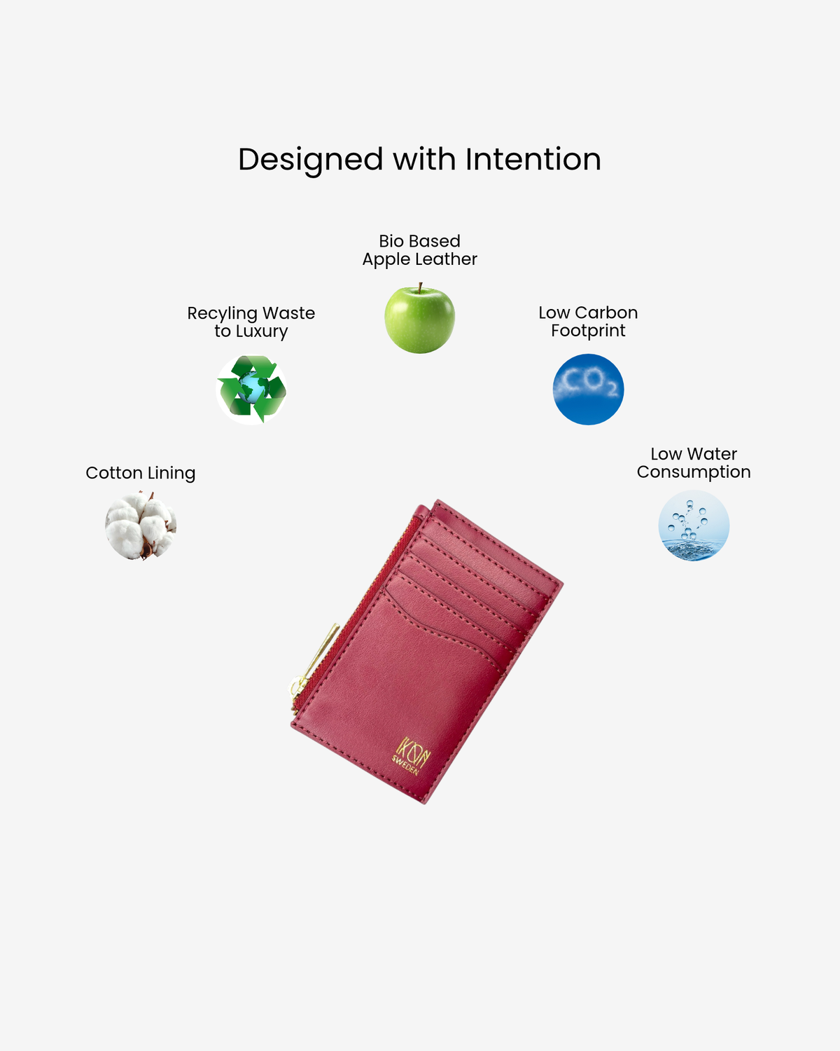 Wine Red Zipper card holder