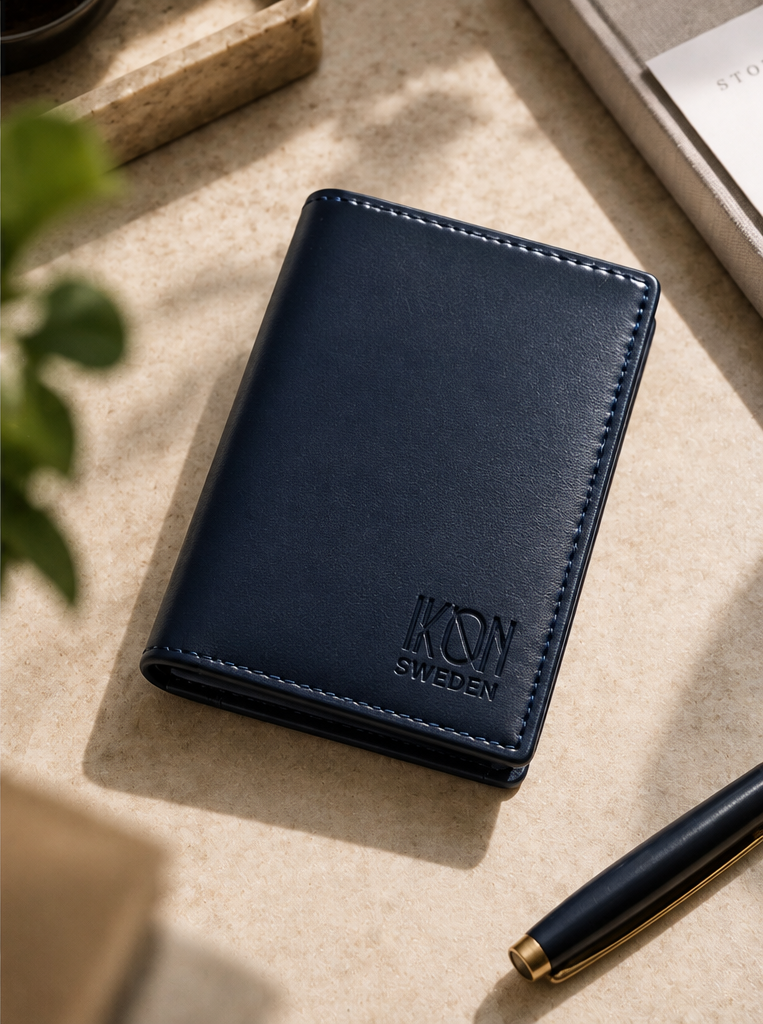 Apple Leather Card Wallet for Men Coastal Blue