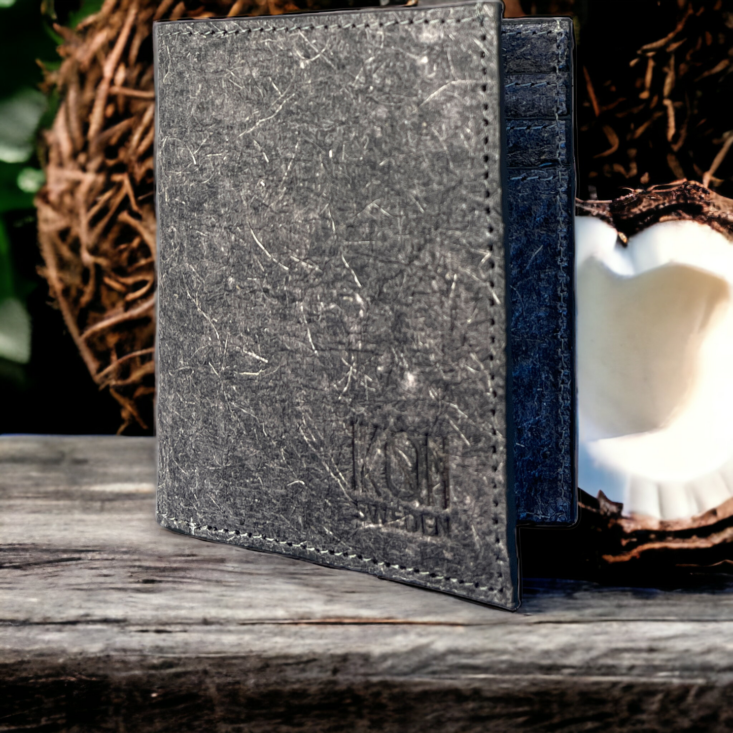 Coconut Leather Classic Wallet - Dark Grey