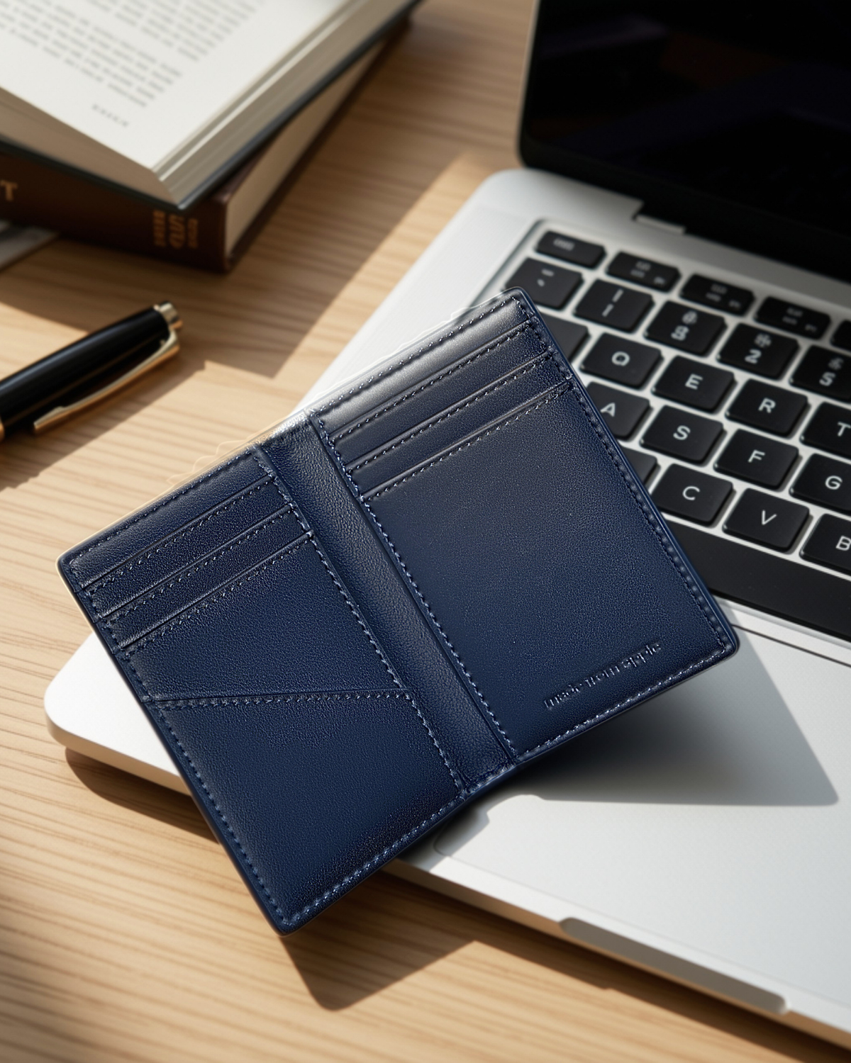 Apple Leather Card Wallet for Men Coastal Blue