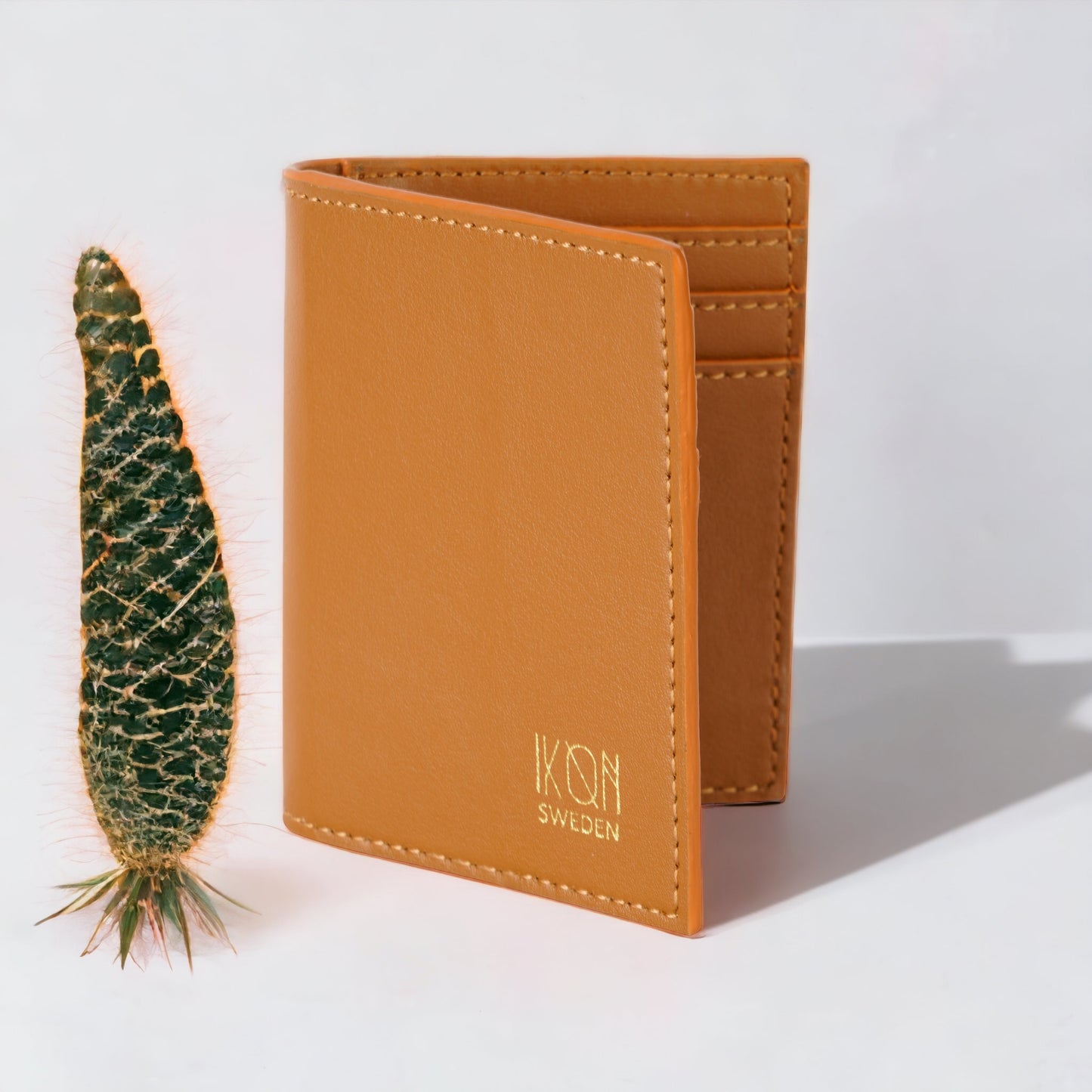 Cactus Leather BiFold Card Wallet - Cognac