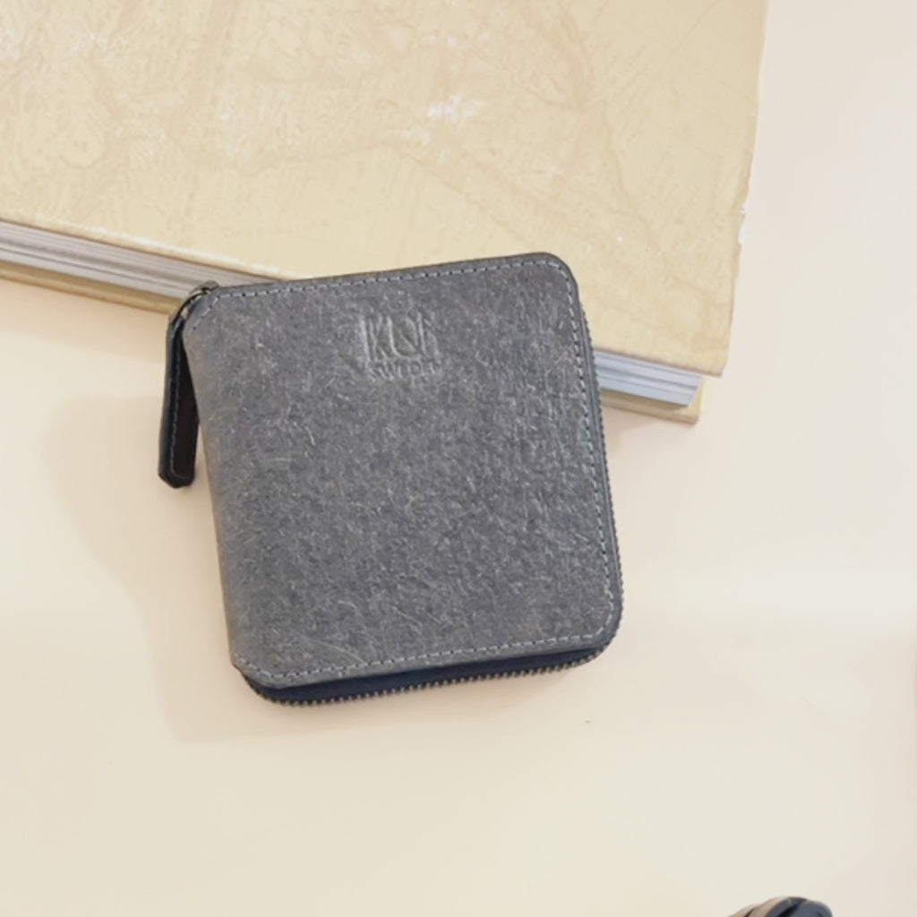 Ash Gray vegan zip wallet