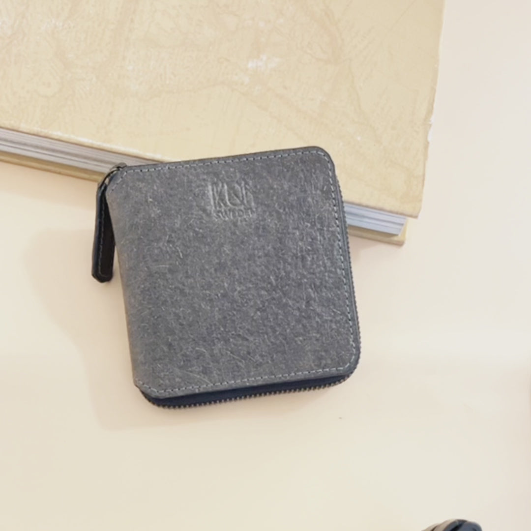 Ash Gray vegan zip wallet