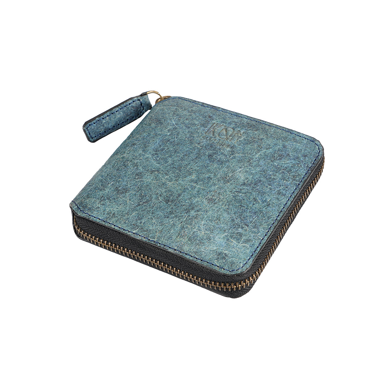 Blue color vegan zip wallet