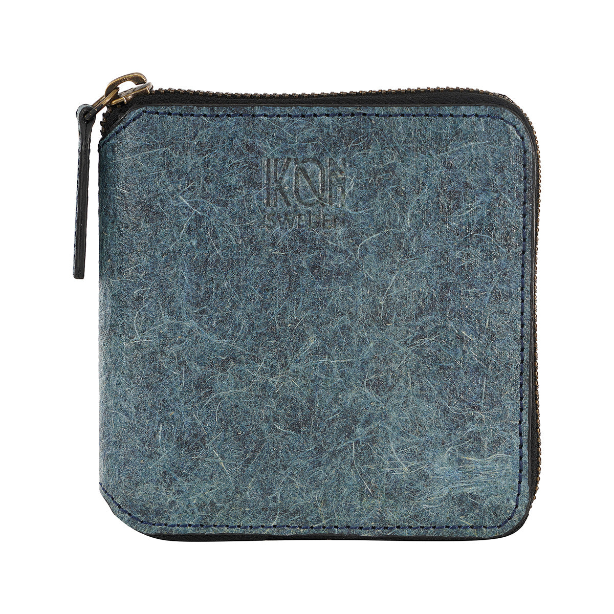 Blue color vegan zip wallet